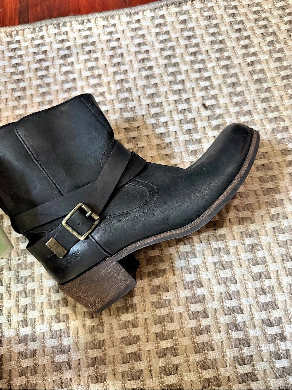 UGG Elora Boot Black Buckle Ankle Boots
